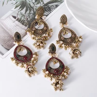ethnic fashion bells ear rings for girls colorful crystal pearl dangling earrings 2022 new vintage indian jewelry gift kolczyki