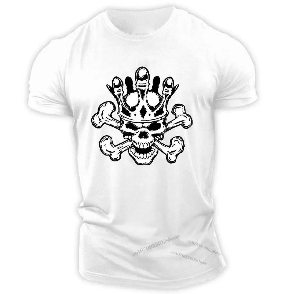

2022 new crown horror skull print T-shirt fitness street trend sports comfortable quick-drying men's shirt macho anime