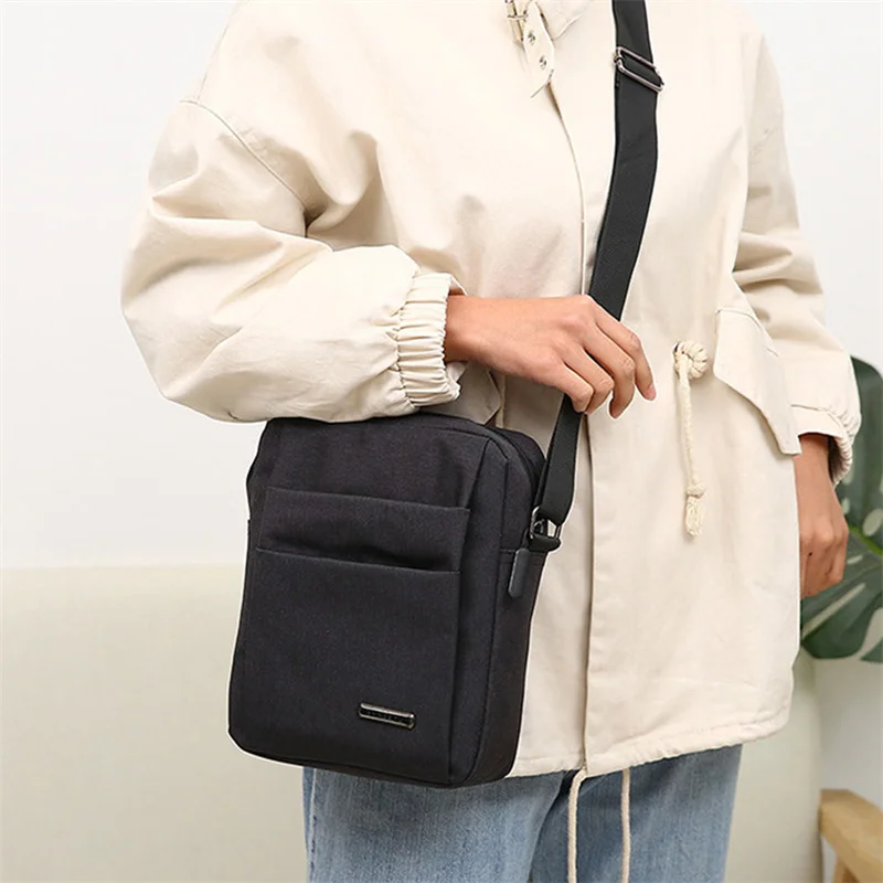 Портфель мужской холщовый сумка-мессенджер на плечо однотонный саквояж деловой