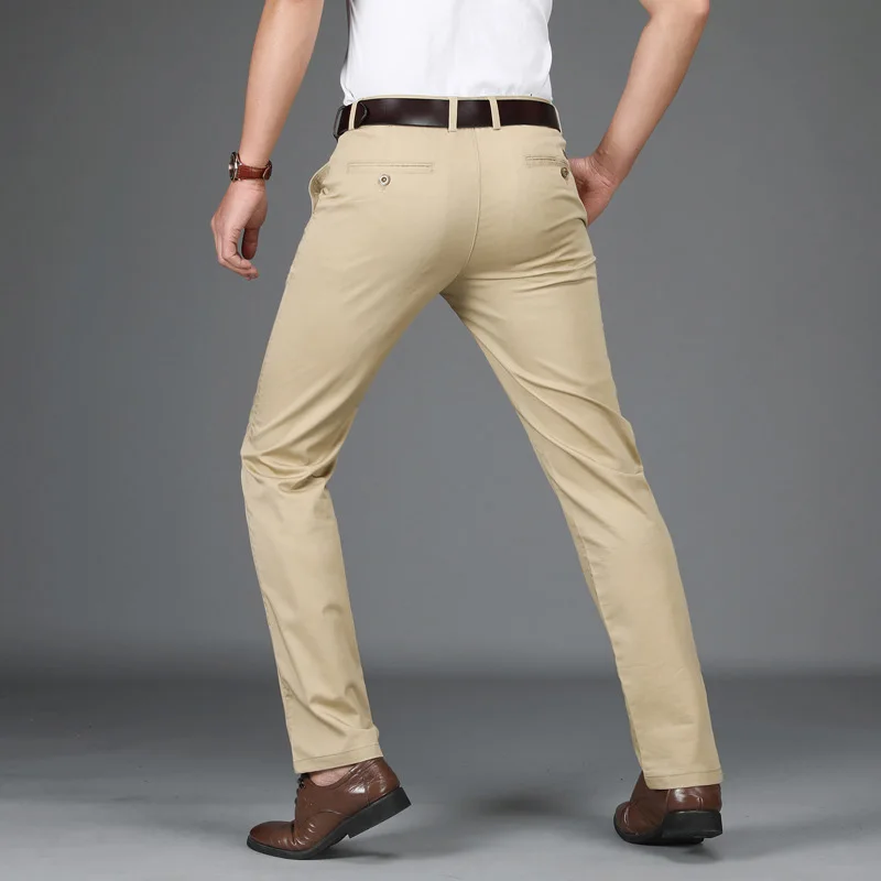 

Lightweight Summer Trousers Men Pants Business Casual Mid-waist Straight Pantalon Homme Men Pants Plus Size 29-42 Pants Men