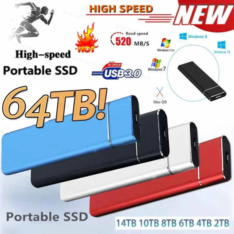 

Original Brand 30TB 26TB 18TB 10TB 4TB 2TB High-Speed Hard Disk External Mobile Hard Disk USB 3.1/Type-C Interface Mass Storage