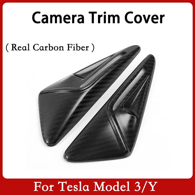

For Tesla Model 3 Y S X 2019 2020 2021 2022 Model3 Model Three Car Side Camera Trim Cover Real Carbon Fiber Stickers Accessories