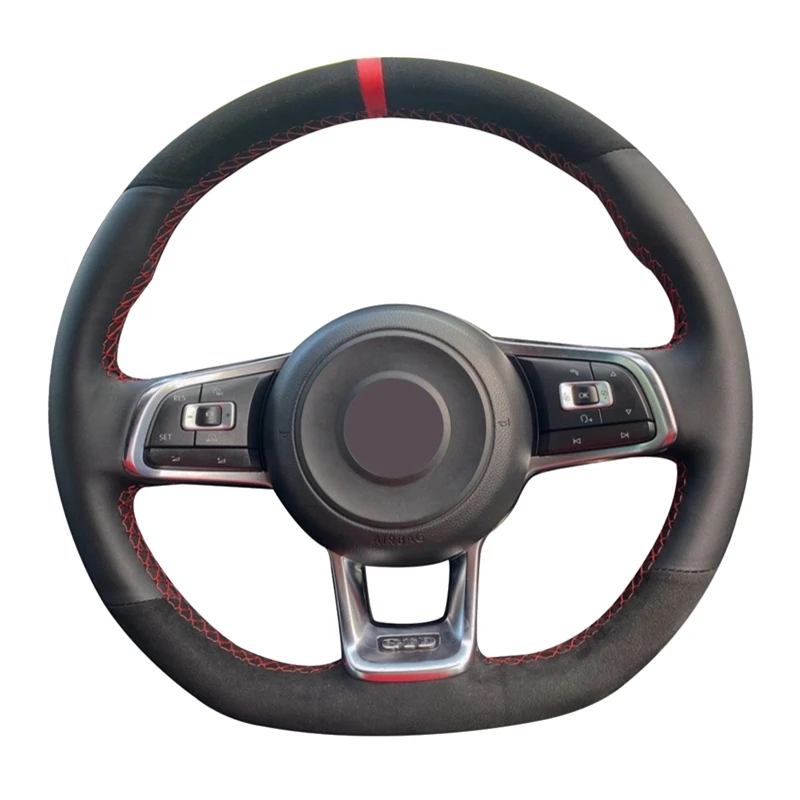 

DIY Car Steering Wheel Cover Genuine Leather Suede For Volkswagen VW Golf 7 GTI Golf R MK7 VW Polo GTI Scirocco Car Accessories