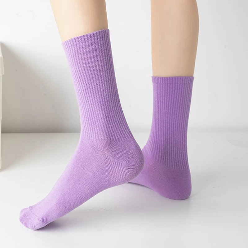 Women's Socks Four Seasons Fashion Cute Candy Sock 40+ Colors Stretch Soft Fit Basic Daily Sox Breathable Comfortable Sokken