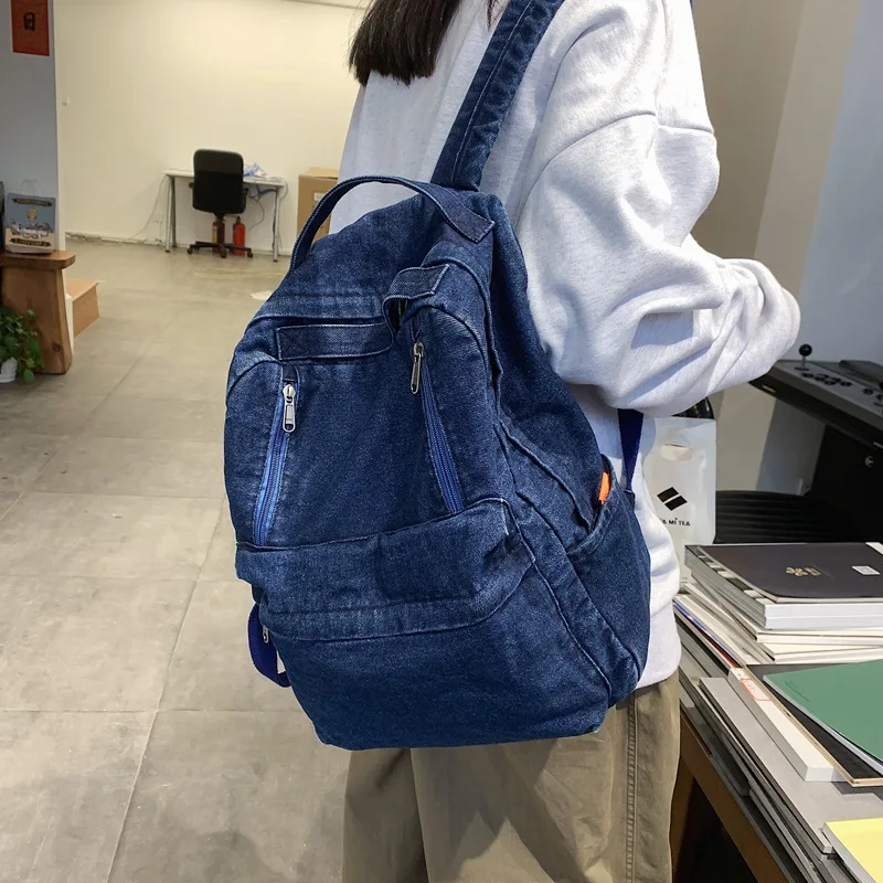 

Dropshipping school bag harajuku ulzzang female college students retro cowboy backpack ins simple backpacks women