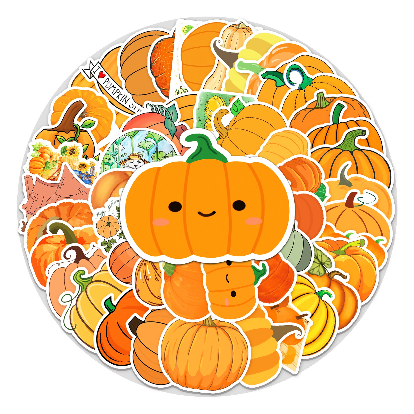 

50PCS Pumpkin Sticker PVC Waterproof for Skateboard Car Laptop Luggage Wall Cartoon Kid Toys Gifts Handbook DIY Art Notebook