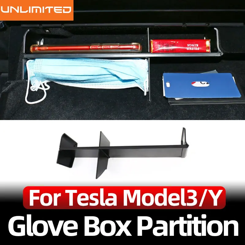 

For 2019-2022 Tesla Model 3 Model Y Car ABS Glove Box Storage Organizer Rack Dividers Clapboard Interior Decoration Accessories