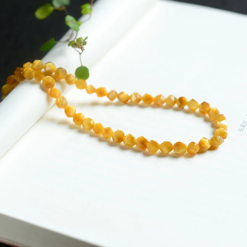 

4A Natural Yellow Tiger Eye Eagle Eye Stone Loose Bead Handmade Stone Crystal DIY