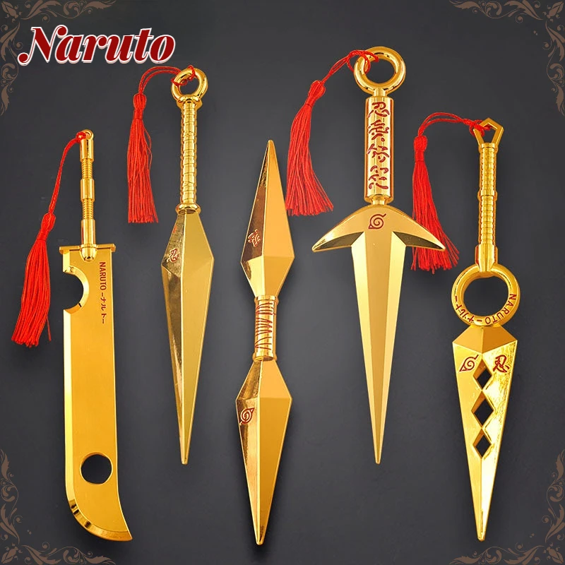 

Anime NARUTO Weapon Model Shuriken Royal Japanese Katana Swords Samurai Spade Vere Real Steel Weapon Keychains Kids Toys for Boy