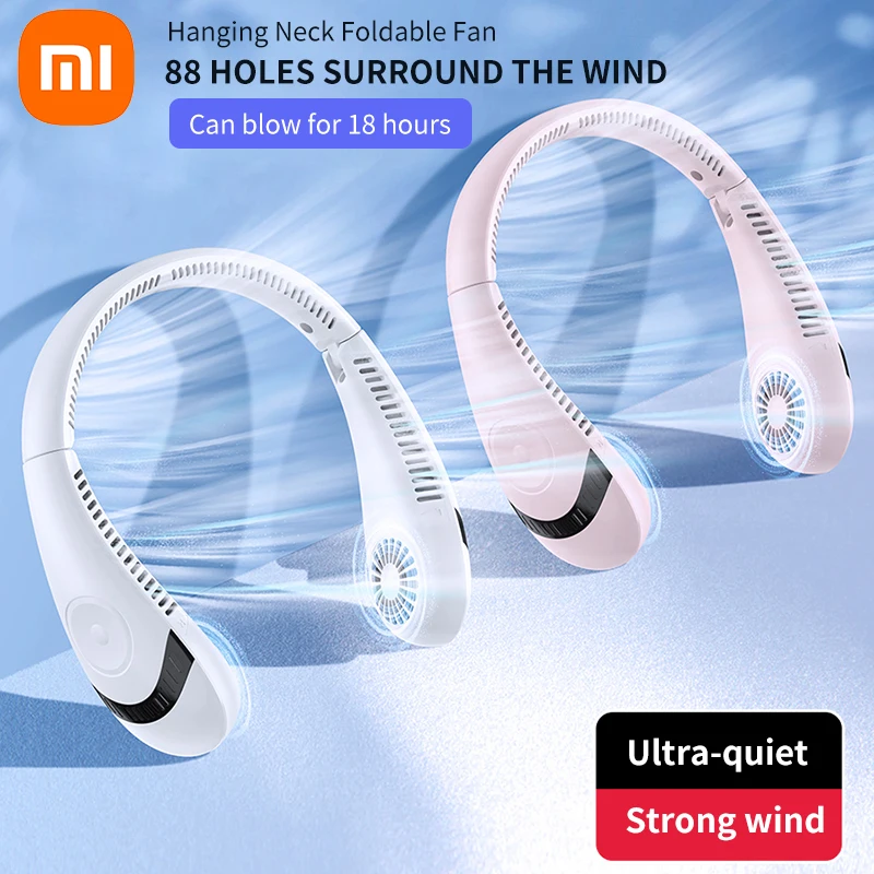 

Xiaomi 5000mAh Hanging Neck Fan Portable Folding Bladeless Ventilador USB Recharge 360 Degree Air Conditioning Fan For Summer