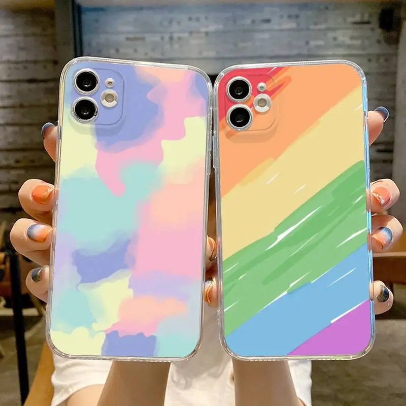 

For iphone Rainbow Phone Case Transparent For iphone 13 12 11 Pro Max Mini X XR XS 7 8 6s plus 13 Pro phone Full Coverage Covers