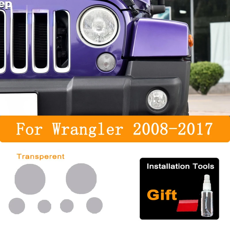

Car Headlight security Black Protective Film For Jeep Wrangler Gladiator 2008-2022 Taillight TPU adhesive film Sticker Accessore