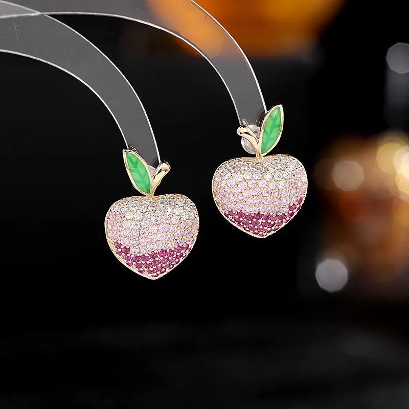 

Korean Style Fruit Series Peach Earrings Stud Simple and Cute Earrings Cubic Zirconium Bridal Arrings for Wedding Jewelry 2022