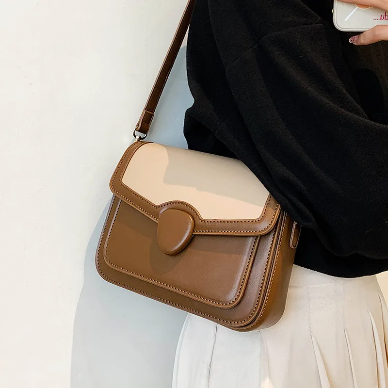 

Сумка кросс-боди Женская маленькая, модный саквояж на плечо из экокожи с клапаном в стиле пэчворк, дизайнерская зеленая