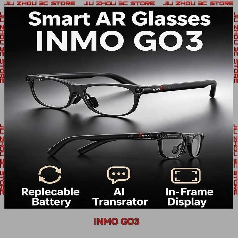 Фото Умные очки INMO GO 3 AI с беспроводным аудио, AR-функциями, синхронным переводом, Bluetooth и голосовым помощником для путешествий и спорта №1
