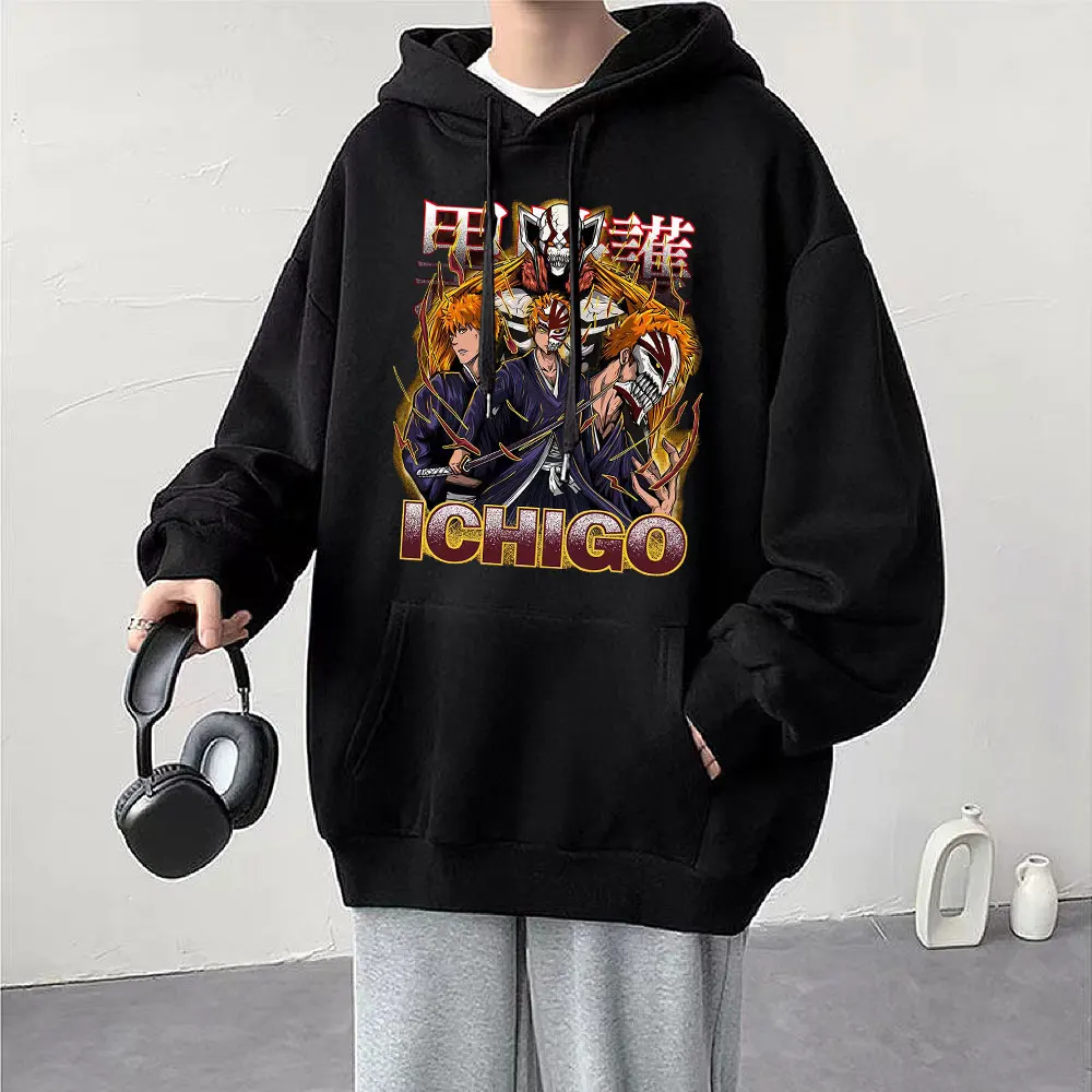 

Anime Bleach Ichigo Kurosaki Graphic Hoodie Men Women Fashion Long Sleeve Oversized Casual Sweatshirt Streetwear Pullover Unisex