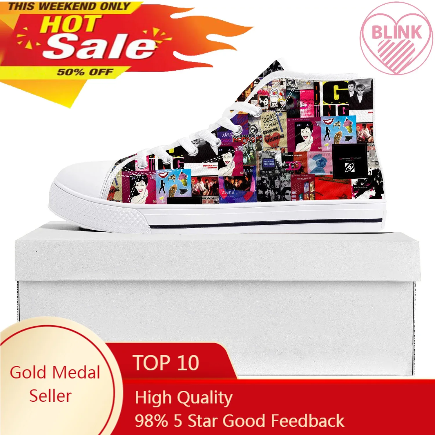 

Dance Rock Band Duran Duran Fashion High Top High Quality Sneakers Mens Womens Teenager Canvas Sneaker Couple Shoes Custom Shoe