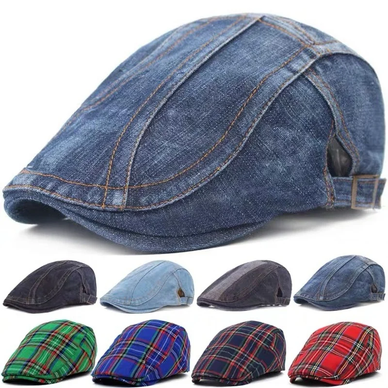 

Denim Beret Hats Adjustable Men Women Jeans Berets Newsboy Flat Gatsby Cabbie Driving Cap Autumn Hats Forward Peaked Caps