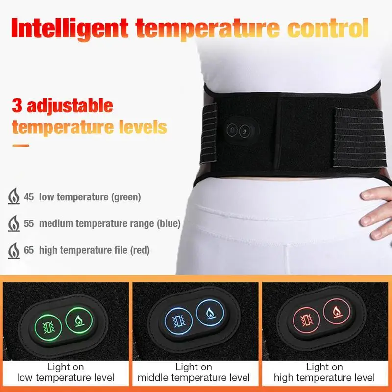 

New Adjustable Waist Heating Massage Belt Back Waist Support Belt Lumbar Brace Massage Band Health Care USB Rechargeable Heating