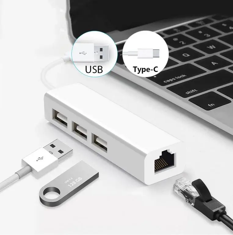 3 Usb-порта док-станция сетевая карта памяти от Usb к кабелю адаптера Ethernet |