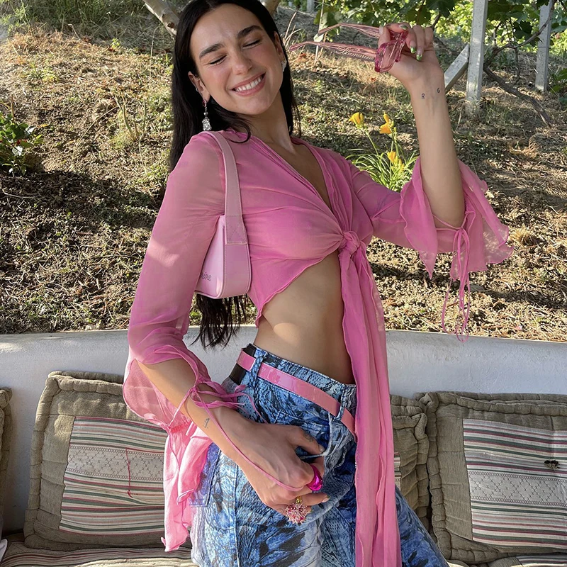 Женские летние свободные футболки топы Повседневная кружевная отделка с