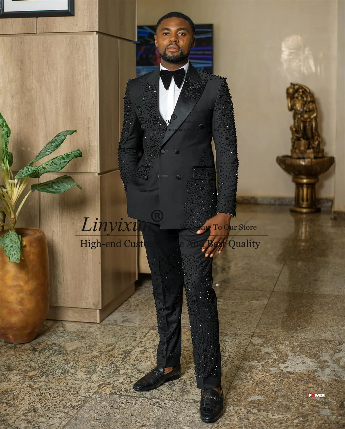 Роскошные мужские костюмы с каменной вышивкой индивидуальные свадебные