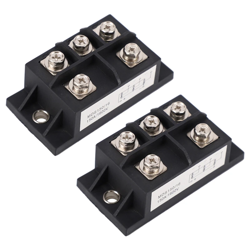 

2X MDS150A 3-Phase Diode Bridge Rectifier 150A Amp 1600V Copper 150 Celsius 80X40x33mm Metal Case Diode Bridge Control