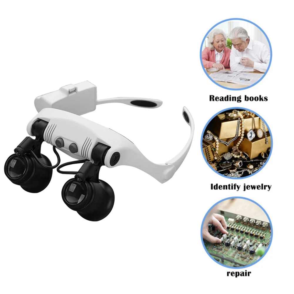 

Magnifier Glasses Jeweler Watchmaker Magnifying Glass with Led Light 10X/15X/20X/25X Lens Loupe Magnifying Eyewear