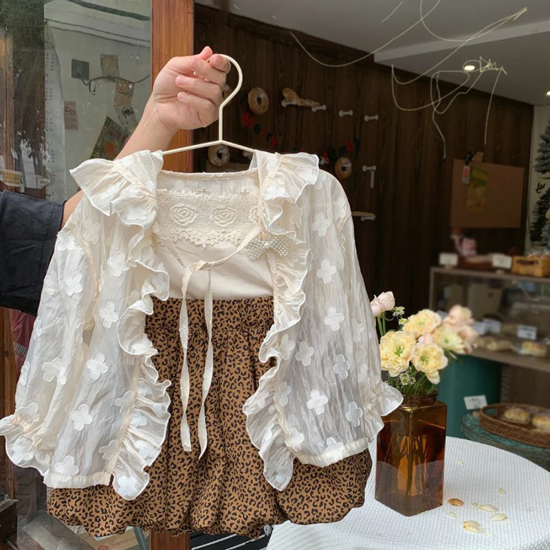 

Girls' Long-sleeved White Hodded Baby Shirt Toddler Girl Fall Children Sun Protection Clothes for Toddler Girls Blouse