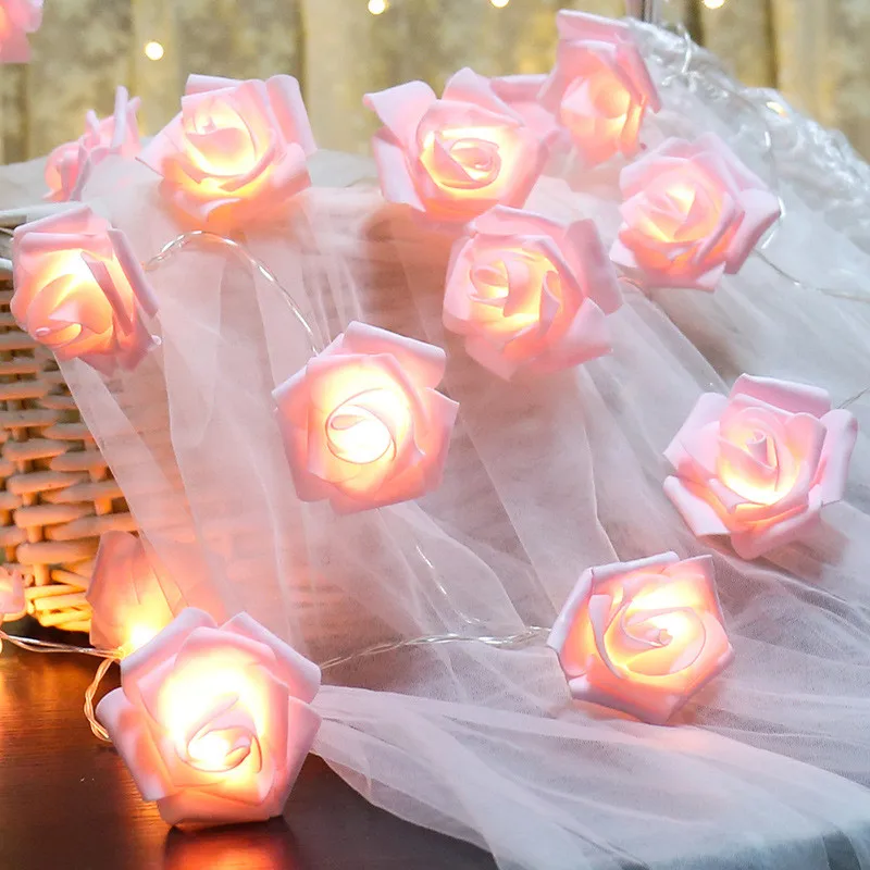

Artificial Rose Lantern LED Rose Hanging String Lights Battery Powered Bedroom Valentine's Mother's Day Wedding Party Decoration