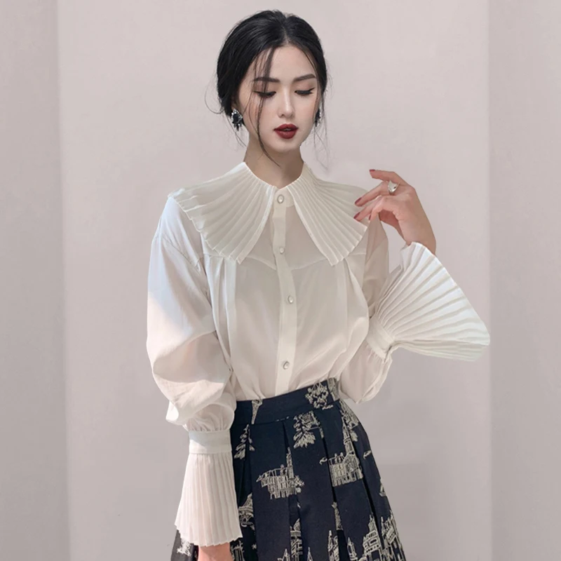 

Блузка женская однотонная с длинным рукавом-бабочкой, свободного покроя