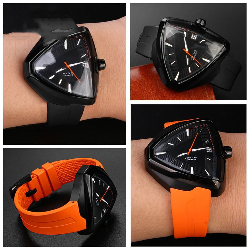 Elvis 80th Anniversary Rubber Wtrap Strap For Hamilton Adventure H24585331 H24551331 Water Proof Silicone Replacement Strap 20mm