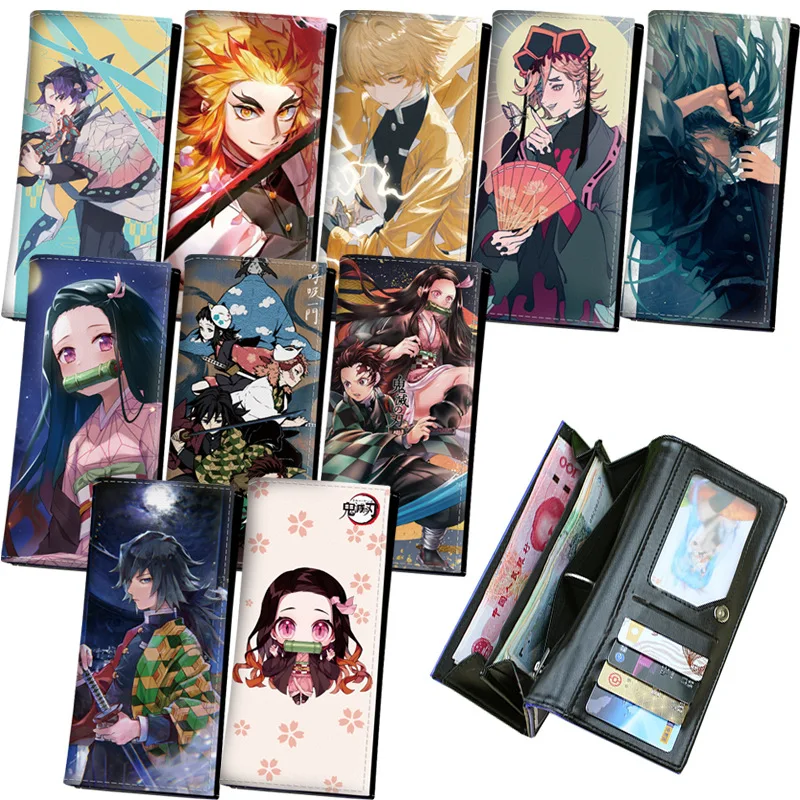 

Demon Slayer Kimetsu no Yaiba Kamado Tanjirou Nezuko Cosplay PU Leather Long Wallet Card Holder Coin Purse Money Bag Gift