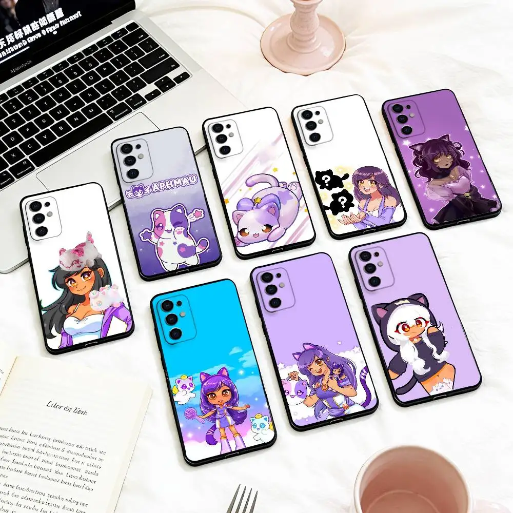 Фото Чехол для телефона A-Aphmau Meow Anime Cats для Samsung S 25,24,23,22,30,21,10,9,Ultra,Plus,Lite,FE,4,5 G, мягкий черный чехол №1