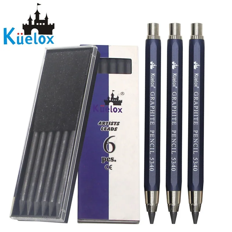 5.6mm Metal Rod Press Type Active Core 5340 Sketch Pencil 2b/4b/6b Refill Art Supplies