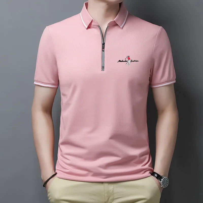 

Golf Polo Shirts For Men Summer New Short Sleeve Zipper Lapel Tops Casual Slim Trend Good Quality Tees 2022 Hommes Clothing