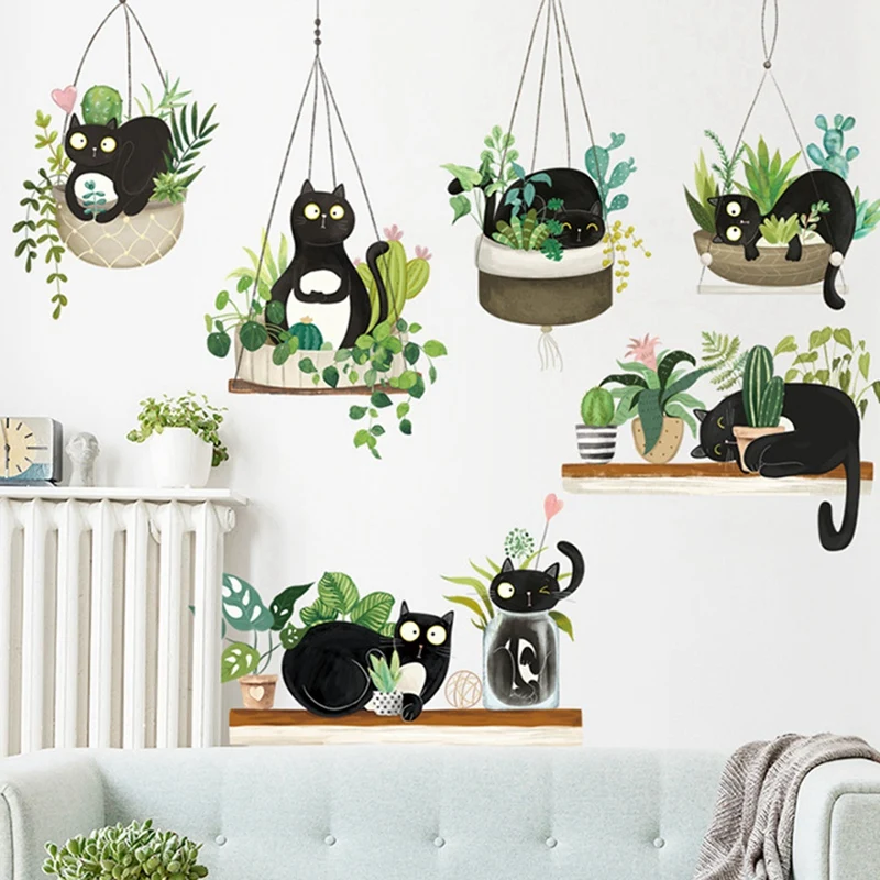 Наклейки на стену модные растения скандинавские тропические настенные бумажные