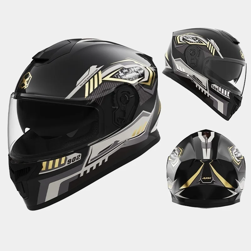 axk 902 Sports helmet Unisex Motocross Full Face Racing Helmets Winter Warm with Double Visor Motorcycle Helmet Motorbike