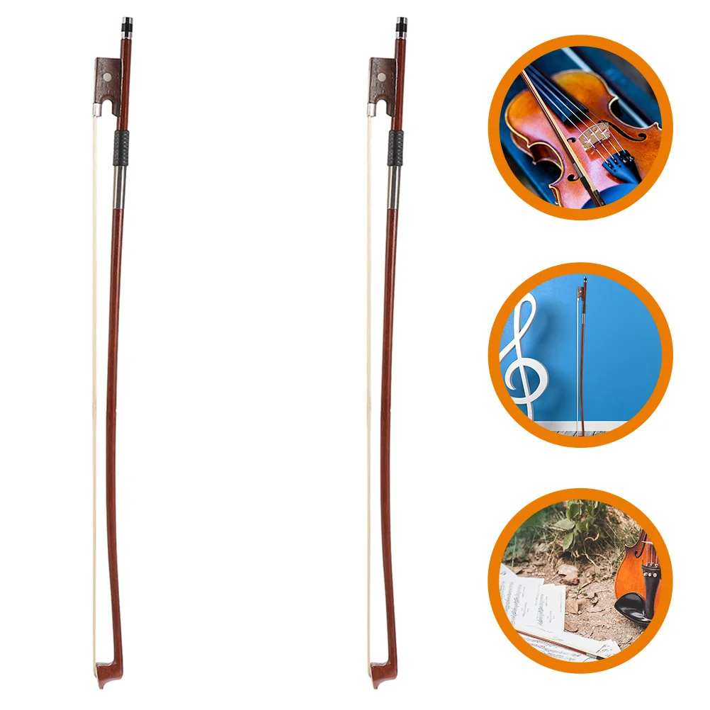 

2 Pcs Musical Accessories Well Balanced Bow Component Wooden Violin Accessory White Ponytail Student Replacement
