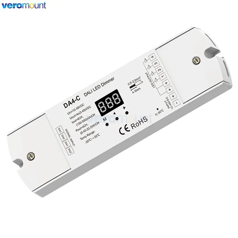 Skydance 350-1200 мА 150-500 12 В-48 В постоянного тока 4-канальный диммер DALI DA4-C (DT6) контроллер CC