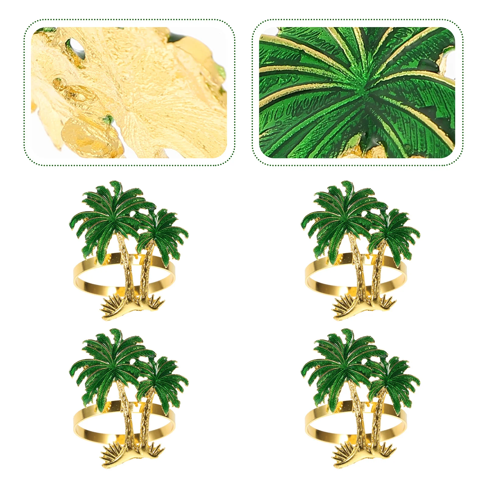 

4 Pcs Coconut Napkin Buckle Summer Decor Desktop Ring Decorative Holders Alloy Rings Hawaiian Party Buckles Banquet