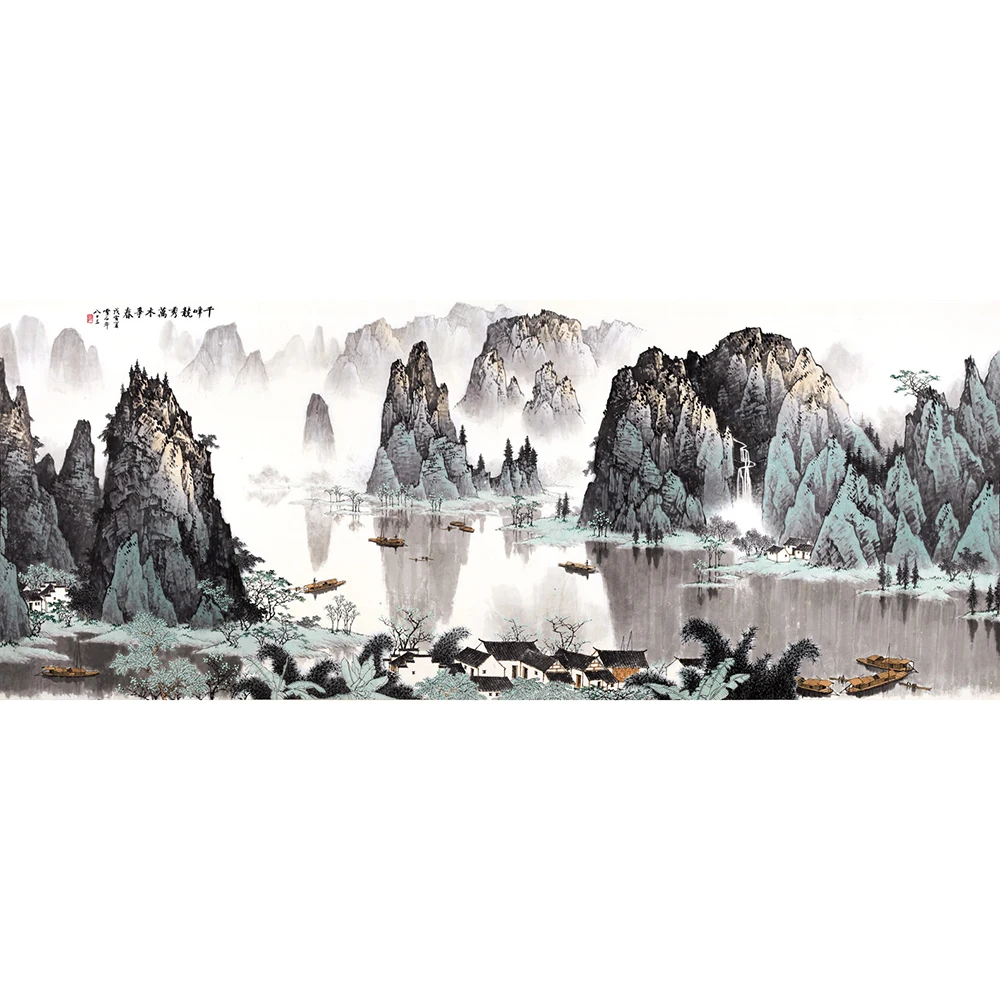 

Chinese traditional decorative paintings, gifts, living room, office frameless painting