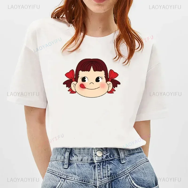 Классические футболки с рисунком в стиле ретро Milky Peko-chan 100% хлопок мужская одежда