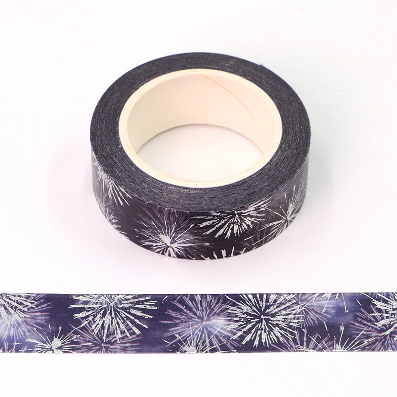 

2022 NEW 1PC Foil Fireworks Washi Tape Decorative Washi Tape Scrapbooking Masking Tape 15MM*10M