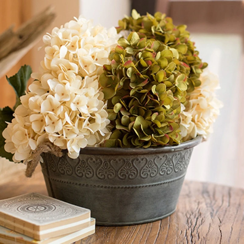 Круглое ведро для цветов железный поднос ведра внешний вид сарая подчеркнутый