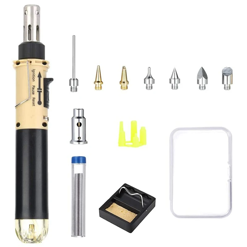 

SEWS-12 In 1 Butane Gas Soldering Iron Kit Adjustable Flame Cordless Butane Powered Soldering Iron Welding Torch Solder Tool