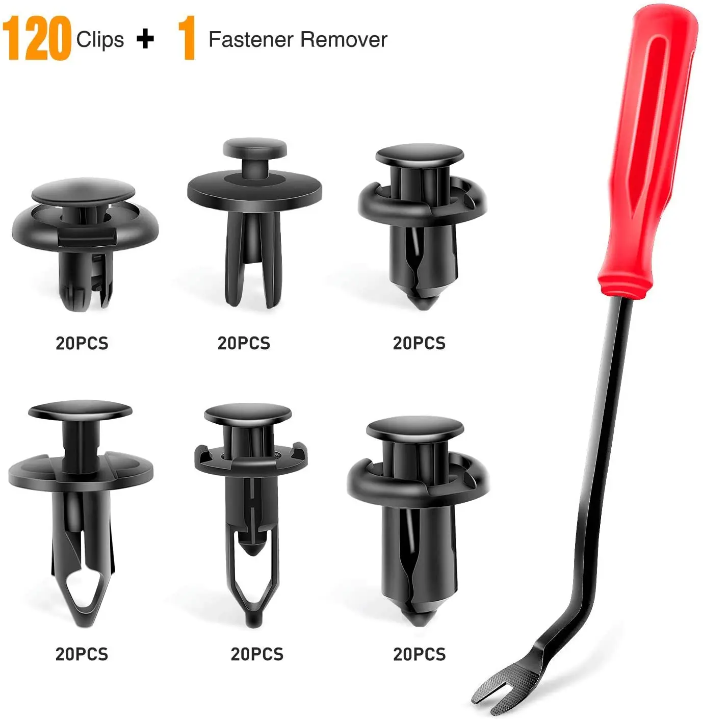 

120PCS Nylon Car Retainer 6.3mm 8mm 9mm 10mm Expansion Screws Replacement Kit Bumper Push Rivet Clips 1PC Fastener Remover