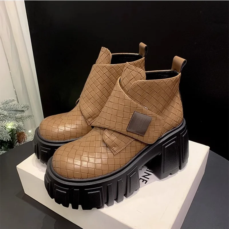 Женские лоферы на платформе дизайнерские модные ботильоны высоком каблуке