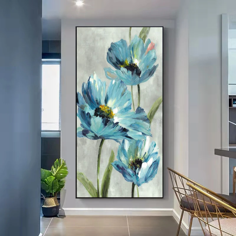

Hand-painted Oil Painting New Porch Decorative Painting Corridor Hanging Painting Light Luxury Modern Gesang Flower Painting