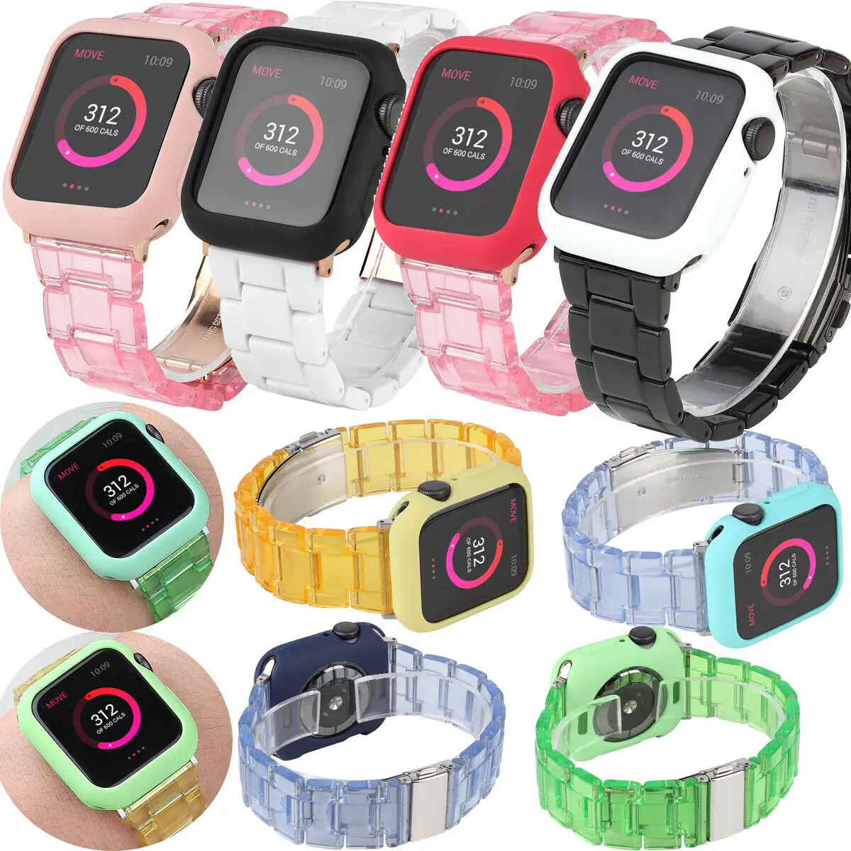 

Прозрачный ремешок силиконовый чехол для Apple Watch Series 5 4 3 2 1